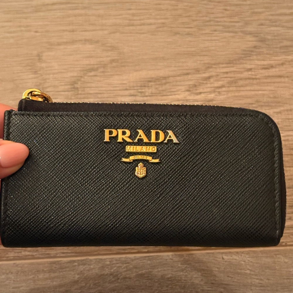 Prada Black Wallet with Gold Accents